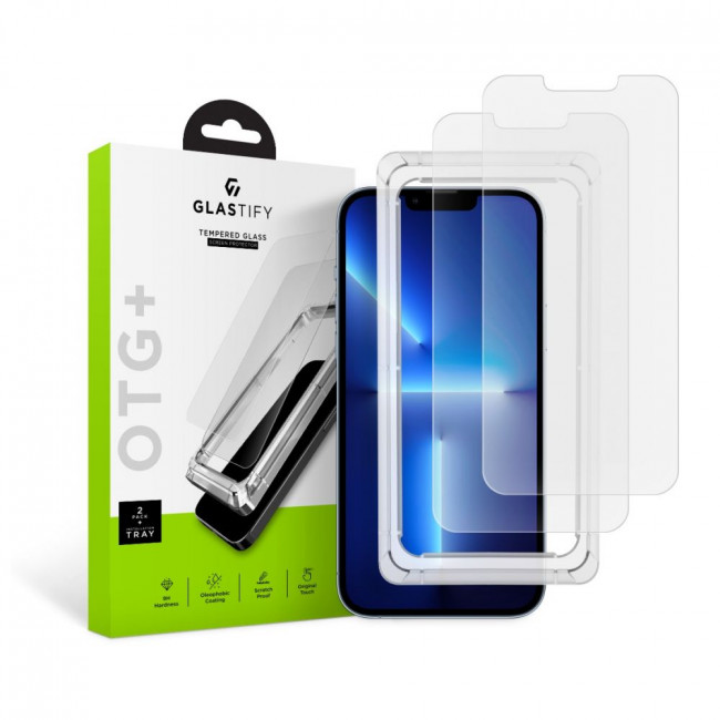 Glastify iPhone 13 / iPhone 13 Pro OTG+ 0.28mm 2.5D 9H Tempered Glass Αντιχαρακτικό Γυαλί Οθόνης - 2 Τεμάχια - Clear