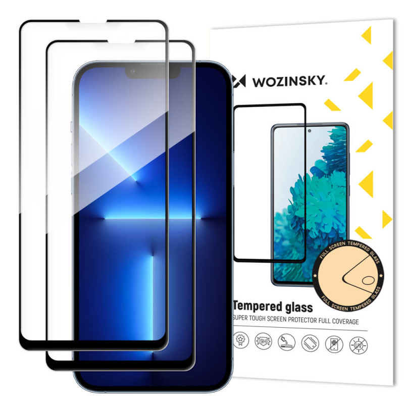 Wozinsky iPhone 13 Pro Max / iPhone 14 Plus 9H Case Friendly Full Screen Full Glue Tempered Glass Αντιχαρακτικό Γυαλί Οθόνης - 2 Τεμάχια - Black