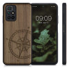 KW Xiaomi Redmi 10 Θήκη από Φυσικό Ξύλο - Design Navigational Compass - Dark Brown - 56794.02