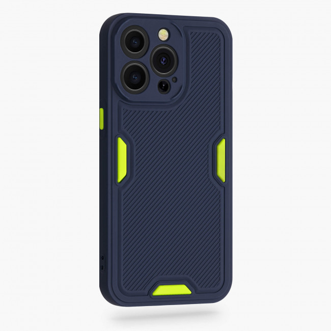 KW iPhone 13 Pro Θήκη Σιλικόνης TPU Design Relief Pattern - Light Green / Dark Blue - 56702.17