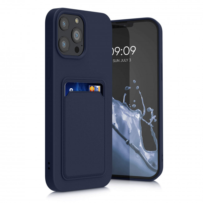 KW iPhone 13 Pro Max Θήκη Σιλικόνης TPU με Υποδοχή για Κάρτα - Dark Blue - 55982.17