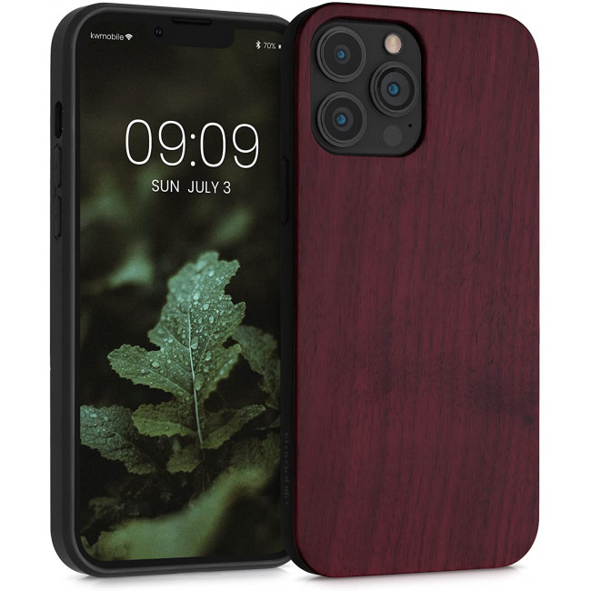 KW iPhone 13 Pro Max Θήκη από Φυσικό Ξύλο - Dark Red - 55981.20