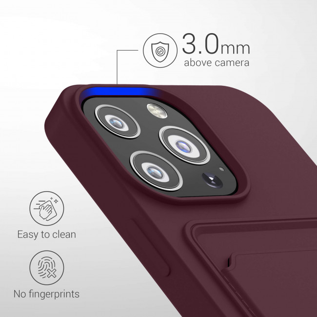 KW iPhone 13 Pro Θήκη Σιλικόνης TPU με Υποδοχή για Κάρτα - Tawny Red - 55969.190