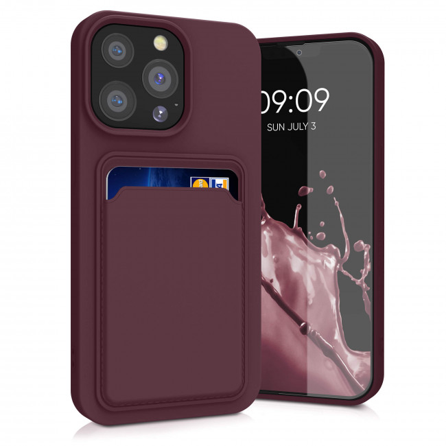 KW iPhone 13 Pro Θήκη Σιλικόνης TPU με Υποδοχή για Κάρτα - Tawny Red - 55969.190