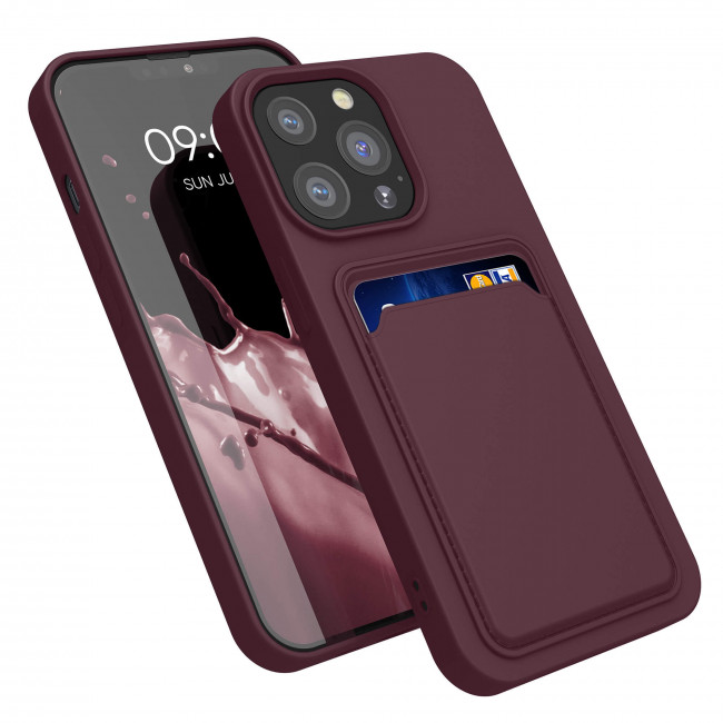 KW iPhone 13 Pro Θήκη Σιλικόνης TPU με Υποδοχή για Κάρτα - Tawny Red - 55969.190