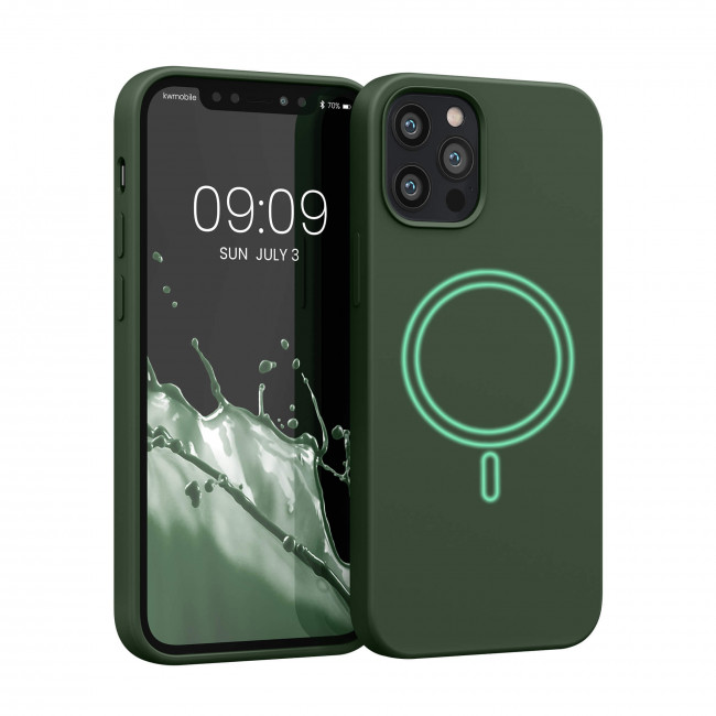 KW iPhone 12 / 12 Pro Θήκη Σιλικόνης Rubber TPU με MagSafe - Dark Green - 56556.80