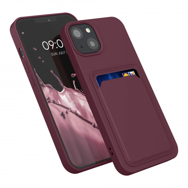 KW iPhone 13 Θήκη Σιλικόνης TPU με Υποδοχή για Κάρτα - Tawny Red - 55955.190