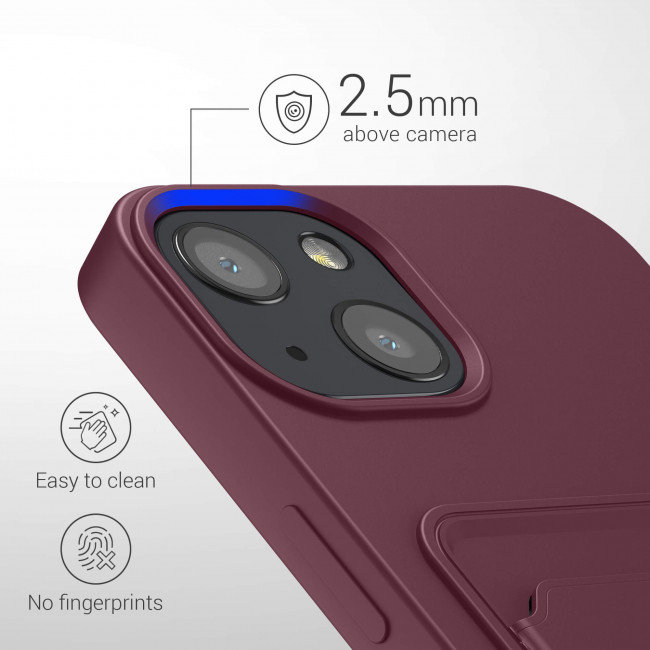 KW iPhone 13 Θήκη Σιλικόνης TPU με Υποδοχή για Κάρτα - Tawny Red - 55955.190