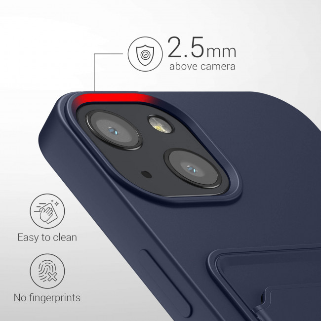 KW iPhone 13 Θήκη Σιλικόνης TPU με Υποδοχή για Κάρτα - Dark Blue - 55955.17