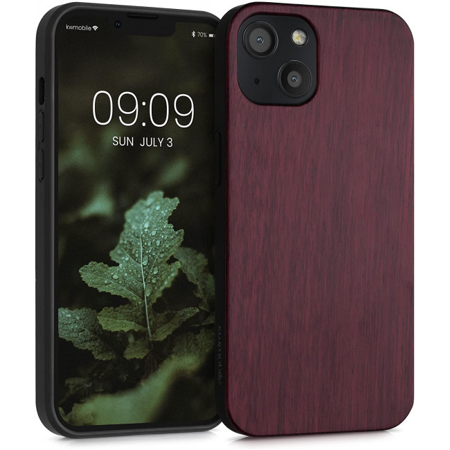 KW iPhone 13 Θήκη από Φυσικό Ξύλο - Dark Red - 55954.20