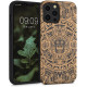 KW iPhone 13 Pro Max Θήκη από Φυσικό Ξύλο Design Maya Calendar Art - Light Brown / Black - 55980.05