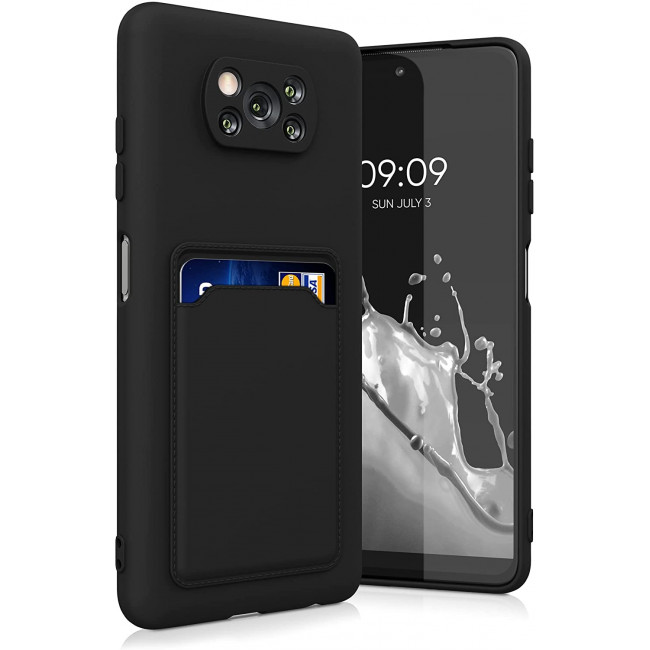 KW Xiaomi Poco X3 NFC / X3 Pro Θήκη Σιλικόνης TPU με Υποδοχή για Κάρτα - Matte Black - 56050.47