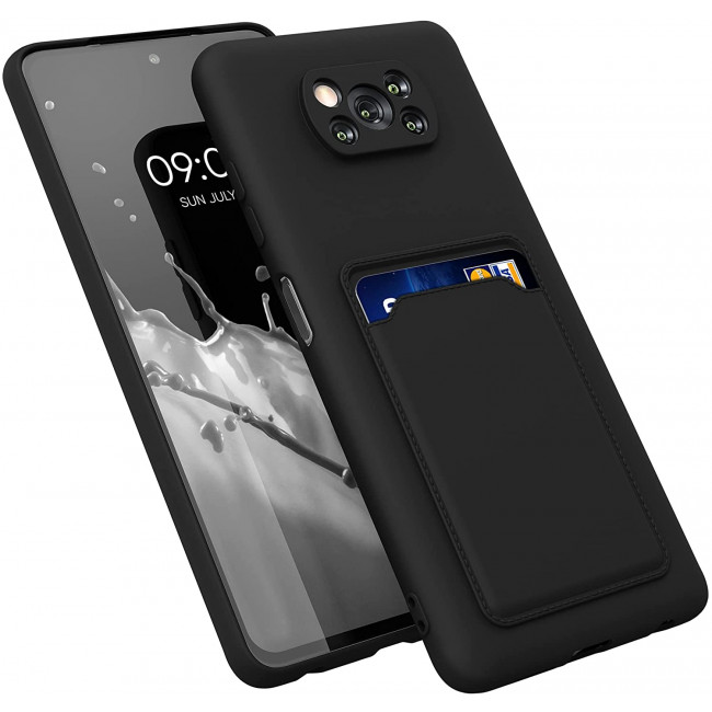 KW Xiaomi Poco X3 NFC / X3 Pro Θήκη Σιλικόνης TPU με Υποδοχή για Κάρτα - Matte Black - 56050.47