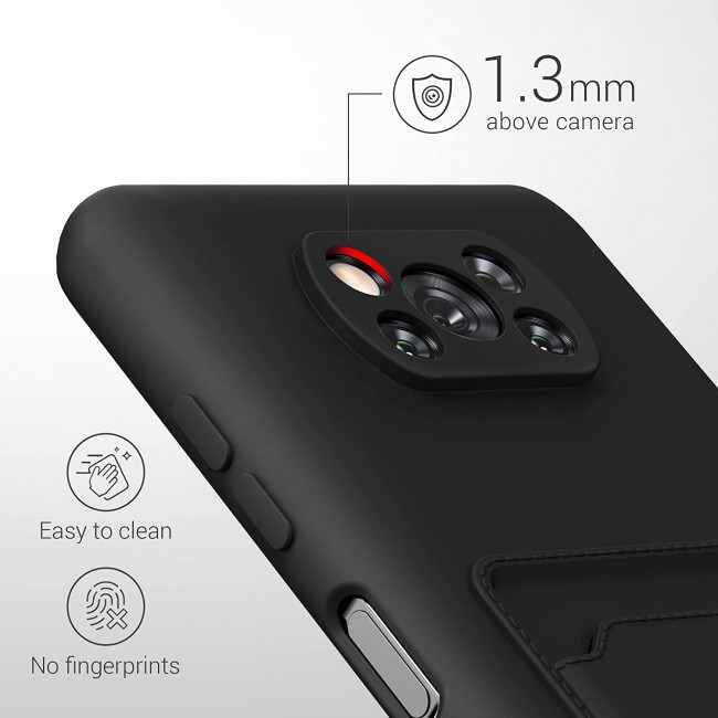 KW Xiaomi Poco X3 NFC / X3 Pro Θήκη Σιλικόνης TPU με Υποδοχή για Κάρτα - Matte Black - 56050.47