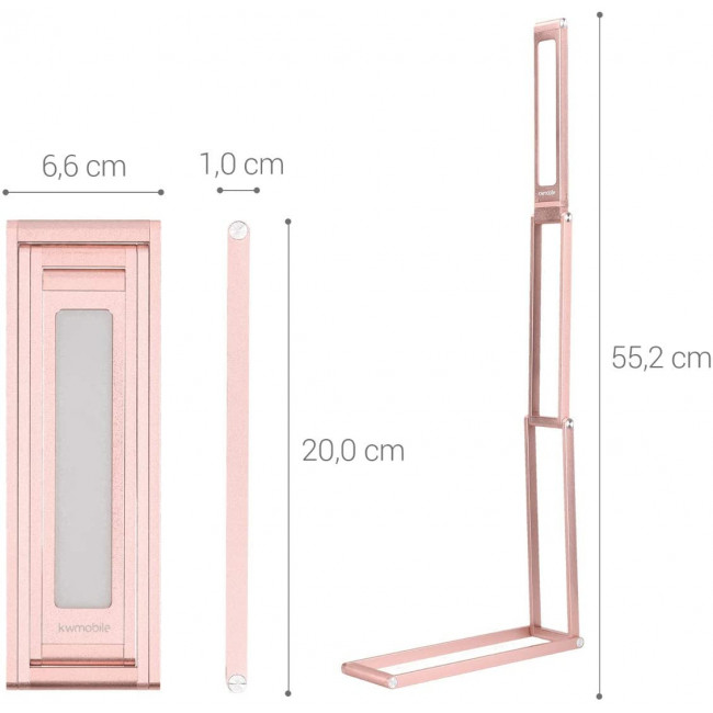 KW LED Folding Desk Lamp Επαναφορτιζόμενο Αναδιπλούμενο Μεταλλικό Φωτιστικό με καλώδιο Micro USB - Rose Gold - 45535.81