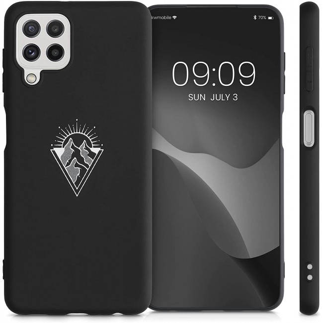 KW Samsung Galaxy A22 4G Θήκη Σιλικόνης TPU - Design Minimalism Mountains - Black / White - 55497.04