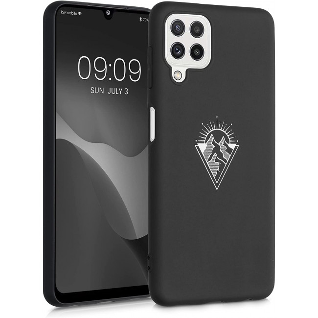 KW Samsung Galaxy A22 4G Θήκη Σιλικόνης TPU - Design Minimalism Mountains - Black / White - 55497.04