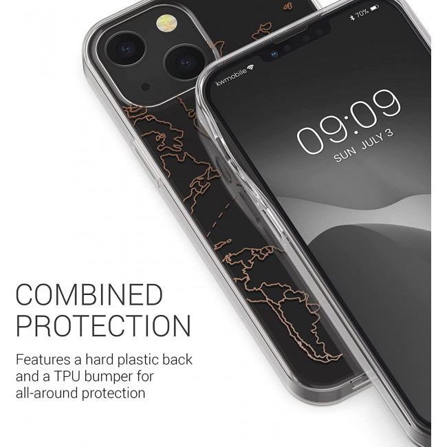 KW iPhone 13 Θήκη Σιλικόνης TPU Design Travel Airplane - Διάφανη / Rose Gold - 57143.02