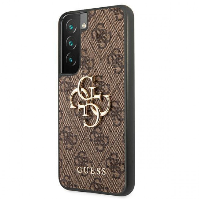 Guess Samsung Galaxy S22 - 4G Big Metal Logo Θήκη με Επένδυση Συνθετικού Δέρματος - Brown - GUHCS22S4GMGBR