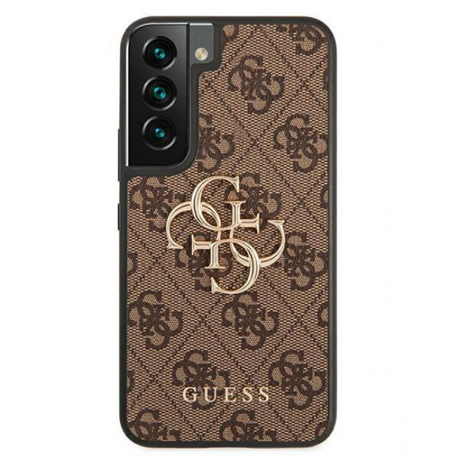 Guess Samsung Galaxy S22 - 4G Big Metal Logo Θήκη με Επένδυση Συνθετικού Δέρματος - Brown - GUHCS22S4GMGBR