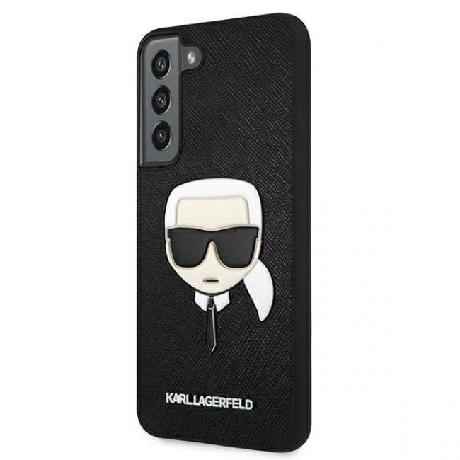 Karl Lagerfeld Sammsung Galaxy S22 Plus - Saffiano Ikonik Karl's Head Σκληρή Θήκη με Επένδυση Συνθετικού Δέρματος και Πλαίσιο Σιλικόνης - Black - KLHCS22MSAKHBK