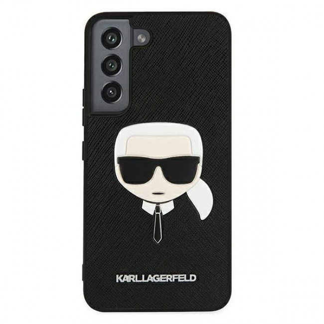 Karl Lagerfeld Sammsung Galaxy S22 Plus - Saffiano Ikonik Karl's Head Σκληρή Θήκη με Επένδυση Συνθετικού Δέρματος και Πλαίσιο Σιλικόνης - Black - KLHCS22MSAKHBK