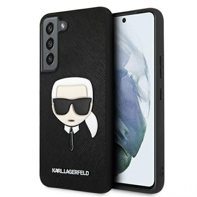 Karl Lagerfeld Sammsung Galaxy S22 Plus - Saffiano Ikonik Karl's Head Σκληρή Θήκη με Επένδυση Συνθετικού Δέρματος και Πλαίσιο Σιλικόνης - Black - KLHCS22MSAKHBK