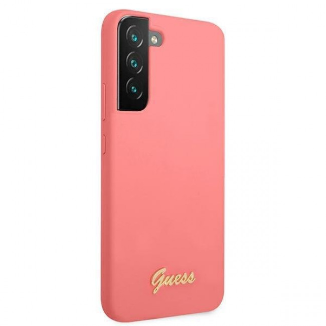 Guess Samsung Galaxy S22 Plus Silicone Script Metal Logo Θήκη Σιλικόνης - Fuchsia - GUHCS22MLSLMGFU