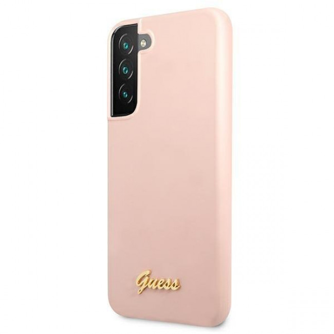 Guess Samsung Galaxy S22 Plus Silicone Script Metal Logo Θήκη Σιλικόνης - Pink - GUHCS22MLSLMGPP