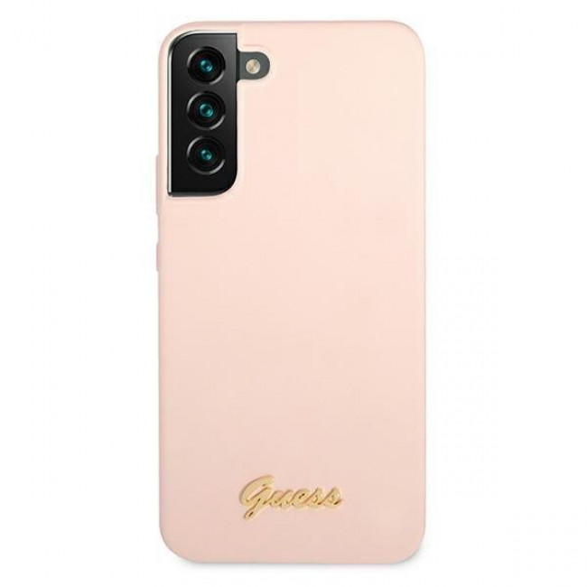 Guess Samsung Galaxy S22 Plus Silicone Script Metal Logo Θήκη Σιλικόνης - Pink - GUHCS22MLSLMGPP