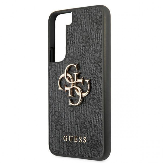 Guess Samsung Galaxy S22 - 4G Big Metal Logo Σκληρή Θήκη με Επένδυση Συνθετικού Δέρματος - Grey - GUHCS22S4GMGGR