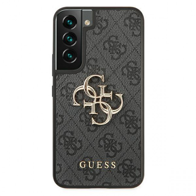 Guess Samsung Galaxy S22 - 4G Big Metal Logo Σκληρή Θήκη με Επένδυση Συνθετικού Δέρματος - Grey - GUHCS22S4GMGGR