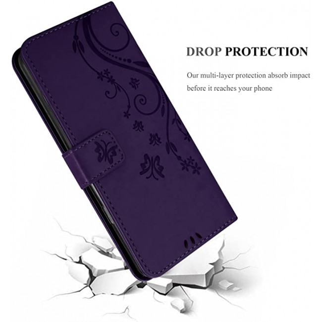 Cadorabo iPhone 13 Pro Θήκη Πορτοφόλι Stand από Δερματίνη - Floral - Dark Purple