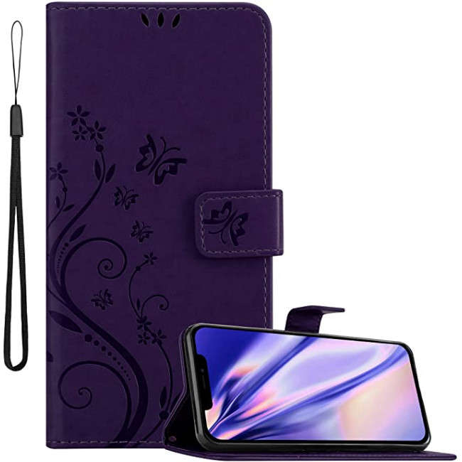 Cadorabo iPhone 13 Pro Θήκη Πορτοφόλι Stand από Δερματίνη - Floral - Dark Purple