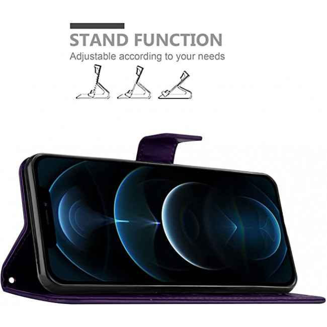 Cadorabo iPhone 13 Pro Θήκη Πορτοφόλι Stand από Δερματίνη - Floral - Dark Purple