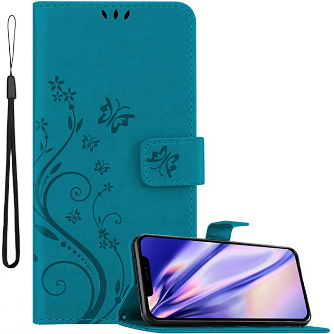 Cadorabo iPhone 13 Pro Θήκη Πορτοφόλι Stand από Δερματίνη - Floral - Blue