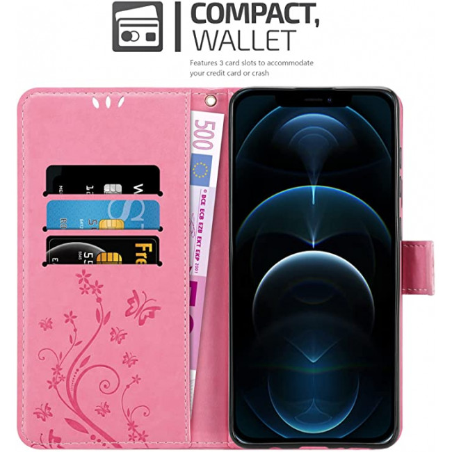 Cadorabo iPhone 13 Pro Θήκη Πορτοφόλι Stand από Δερματίνη - Floral - Pink