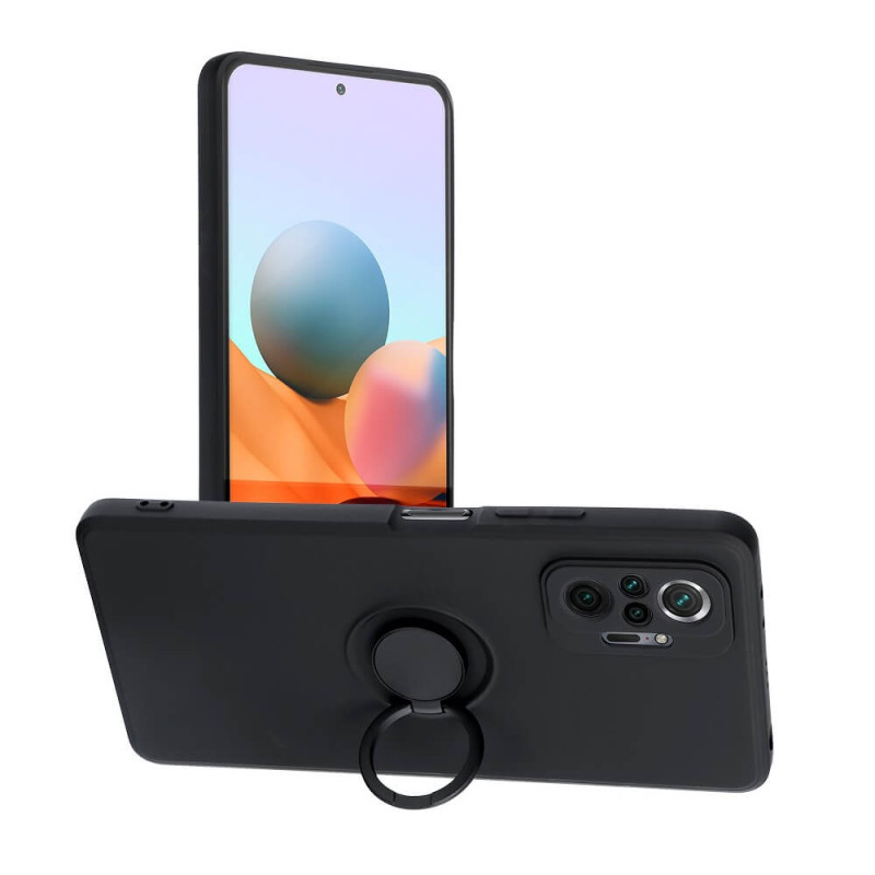 Forcell Xiaomi Redmi Note 11 / Redmi Note 11S Θήκη Σιλικόνης με Δαχτυλίδι Συγκράτησης - Black