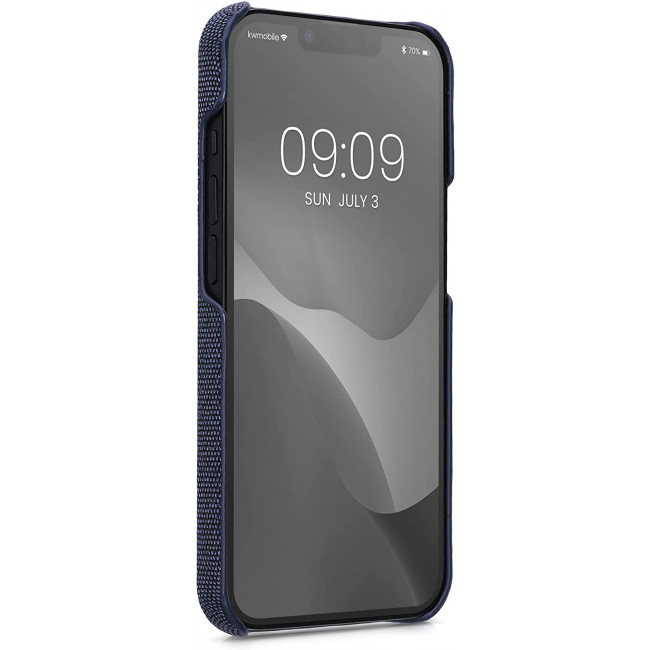 KW iPhone 13 Σκληρή Θήκη με Υφασμάτινη Επένδυση - Dark Blue - 57452.17