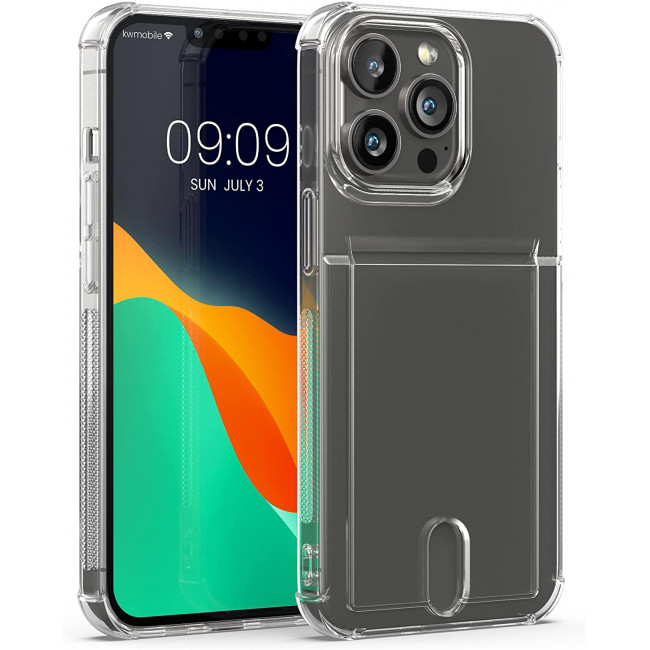 KW iPhone 13 Pro Θήκη Σιλικόνης TPU με Υποδοχή για Κάρτα / Φωτογραφία - Διάφανη - 57524.03