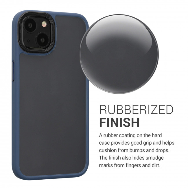 KW iPhone 13 Rubberized Matte Σκληρή Θήκη με Πλαίσιο Σιλικόνης - Διάφανη / Bue Matte - 57459.17