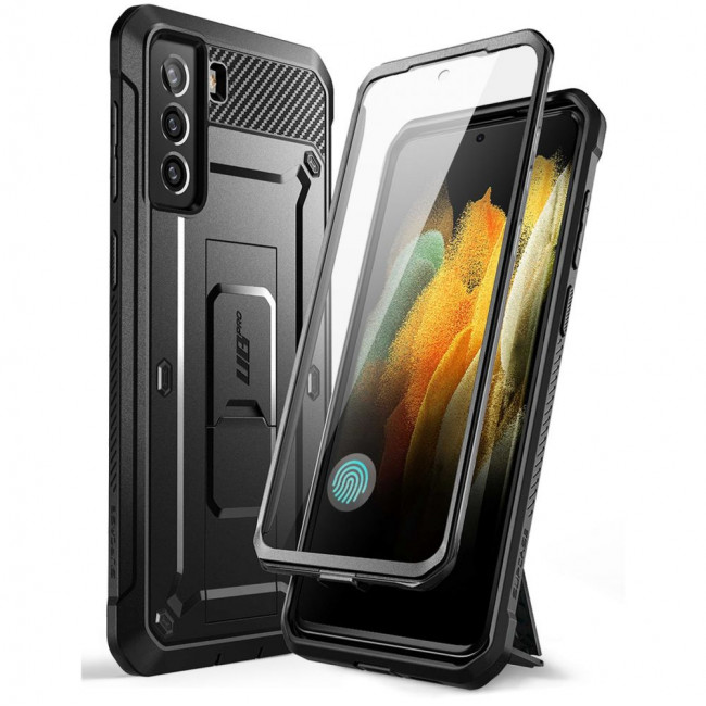 Supcase Samsung Galaxy S21 FE Unicorn Beetle Pro Σκληρή Θήκη με Προστασία Οθόνης και Stand - Black