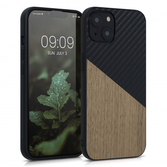 KW iPhone 13 Θήκη από Φυσικό Ξύλο και Carbon - Black / Brown - 57502.01