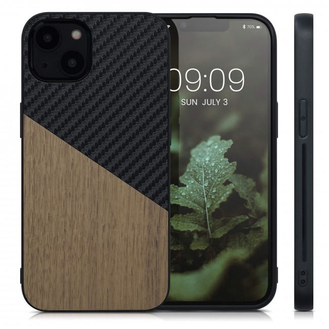 KW iPhone 13 Θήκη από Φυσικό Ξύλο και Carbon - Black / Brown - 57502.01