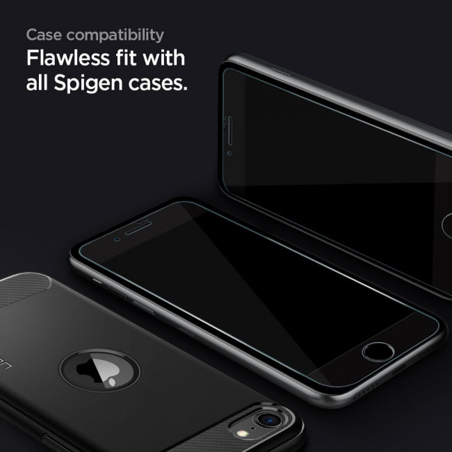 Spigen iPhone SE 2022 / SE 2020 / 7 / 8 GLAS.tR AlignMaster 2.5D Full Screen Case Friendly Tempered Glass Αντιχαρακτικό Γυαλί Οθόνης 9H - Black