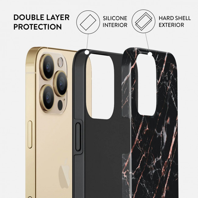 Burga iPhone 13 Pro Max Fashion Tough Σκληρή Θήκη - Rose Gold Marble