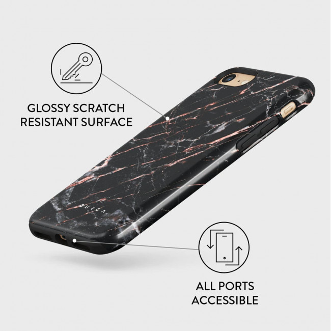 Burga iPhone SE 2022 / SE 2020 / 7 / 8 Fashion Tough Σκληρή Θήκη - Rose Gold Marble