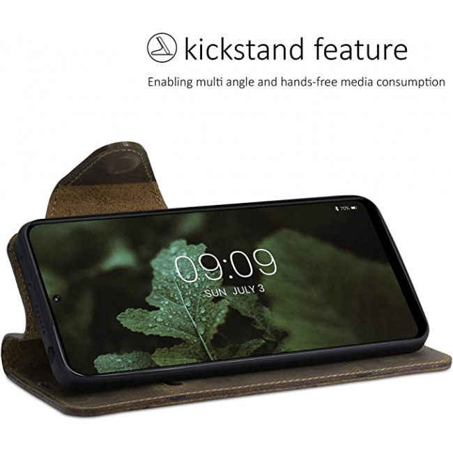 Kalibri Xiaomi Redmi Note 11 Pro / Note 11 Pro 5G Θήκη Πορτοφόλι Stand από Γνήσιο Δέρμα - Brown - 57380.05