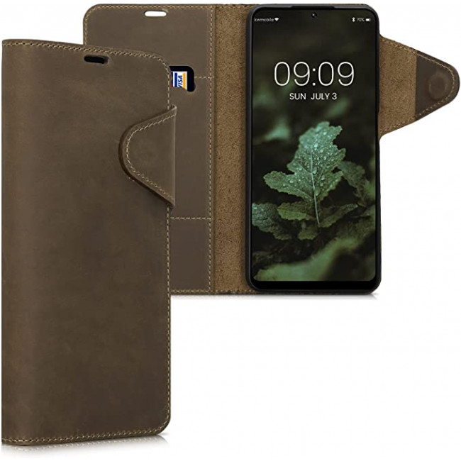 Kalibri Xiaomi Redmi Note 11 Pro / Note 11 Pro 5G Θήκη Πορτοφόλι Stand από Γνήσιο Δέρμα - Brown - 57380.05