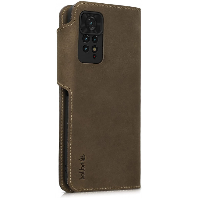 Kalibri Xiaomi Redmi Note 11 Pro / Note 11 Pro 5G Θήκη Πορτοφόλι Stand από Γνήσιο Δέρμα - Brown - 57380.05